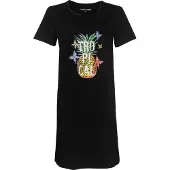 Temptation Dames Nachthemd - Bigshirt - Tropical Tekst - Zwart - Maat S