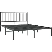 vidaXL Bedframe met hoofdbord metaal zwart 140x190 cm