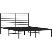 vidaXL Bedframe met hoofdbord metaal zwart 140x190 cm