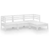 vidaXL 4-delige Loungeset massief grenenhout wit