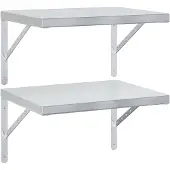 vidaXL Wandschappen 2 st 50x40 cm roestvrijstaal zilverkleurig