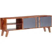 vidaXL Tv-meubel 140x30x45 cm massief hout grijs