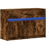 vidaXL Tv-meubel met LED 91x34x61 cm bewerkt hout gerookt eikenkleur