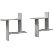 vidaXL Wandschappen 2 st 50x12x50 cm bewerkt hout betongrijs