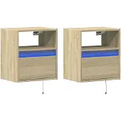 vidaXL Tv-wandmeubels met LED 2 st 41x31x45 cm sonoma eikenkleurig