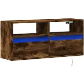 vidaXL Tv-wandmeubel met LED-verlichting 100x31x45 cm gerookt eiken