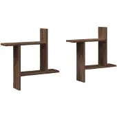 vidaXL Wandschappen 2 st 50x12x50 cm bewerkt hout bruin eikenkleurig