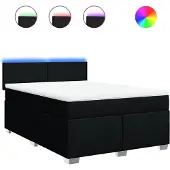 vidaXL Boxspring met matras stof zwart 160x200 cm