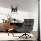 Dimehouse Industriële draaifauteuil antraciet eco-leer 360° draaibaar Yuki - Leer - Industrieel