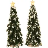 Luville Besneeuwde naaldboom met lampjes | 2x AA | 9 x 25 cm | 2 stuks