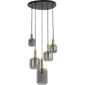 Light & Living Vide hanglamp Lekar 5x E27 - messing met smoke glas
