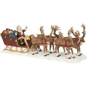 Luville Kerstfiguur kerstman met rendier slee 21x6,5x8 cm