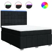 vidaXL Boxspring met matras stof zwart 140x200 cm