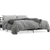 vidaXL Bedframe bewerkt hout metaal zwart 200x200 cm