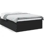 vidaXL Bedframe massief hout zwart 140x190 cm