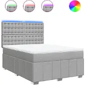 vidaXL Boxspring met matras stof lichtgrijs 140x190 cm