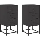 vidaXL Nachtkastjes 2 st 36x39x78 cm staal zwart