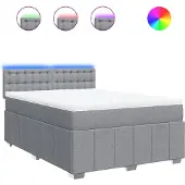 vidaXL Boxspringbed met matras, lichtgrijs, 140x190 cm, gestoffeerd