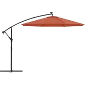 vidaXL Zweefparasol met LED-verlichting en stalen paal terracottakleur