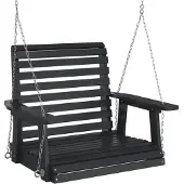 vidaXL Tuinstoel, hangstoel met metalen kettingen, zwart, massief grenenhout