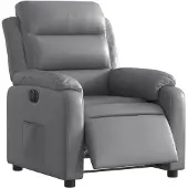 vidaXL Fauteuil verstelbaar elektrisch kunstleer grijs