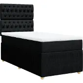 vidaXL Boxspring met matras stof zwart 90x200 cm
