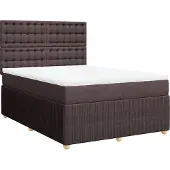 vidaXL Boxspring met matras stof donkerbruin 140x190 cm