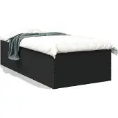 vidaXL Bedframe bewerkt hout zwart 100x200 cm