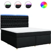 vidaXL Boxspring met matras stof zwart 180x200 cm