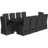 vidaXL 11-delige Tuinset met kussens poly rattan zwart