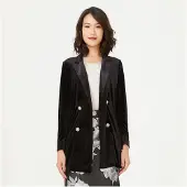Smart & Joy Double knoopje fluwelen jas