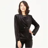 Smart & Joy Platte nek fluwelen jas
