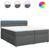 vidaXL Boxspring met matras stof donkergrijs 200x200 cm