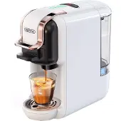 HiBREW 5-in-1 multifunctionele koffiezetapparaat, warm/koud, DG, geschikt voor Nespresso-cappuccino’s, kleine ESE-pads, gemalen koffie, kantine, 20 bar, H2B, wit