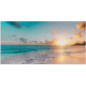 PosterMonkey Poster 160x80 cm - Zonsondergang - Strand - Zee - Zomer - Blauw - Posters - Kamer decoratie - Wanddecoratie woonkamer - Muurdecoratie slaapkamer