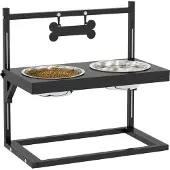 PawHut Huisdier Voeder Staal 40,5L x 22B x 39H cm Zwart