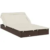 vidaXL Ligbed 2-persoons met dak 213x118x97 cm poly rattan bruin