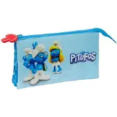 Safta Pennenetui met 2 vakken Los Pitufos Blauw 22 x 12 x 3 cm