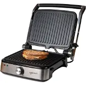 Safecourt Kitchen Contactgrill - CG200 - Compact - Uitneembare Platen - PFAS-vrij - Zilver