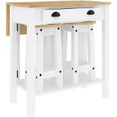 vidaXL 3-delige Barset massief grenenhout wit