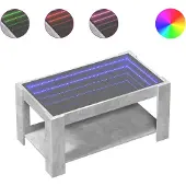 vidaXL Salontafel met LED 93x53x45 cm bewerkt hout betongrijs