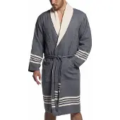 Lalay Gevoerde hamam badjas Krem Sultan navy van Lalay