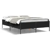 vidaXL Bedframe bewerkt hout metaal zwart 160x200 cm
