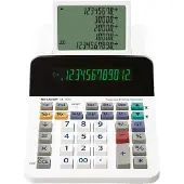 Sharp rekenmachine - wit - 12 digit - 4x AA batterij