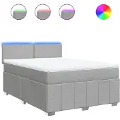 vidaXL Boxspring met matras stof lichtgrijs 140x200 cm