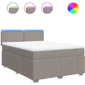 vidaXL Boxspring met matras stof taupe 140x190 cm