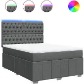 vidaXL Boxspring met matras stof donkergrijs 140x200 cm