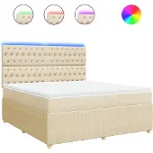 vidaXL Boxspring met matras stof crèmekleurig 180x200 cm