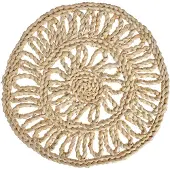 Clayre & Eef Placemat Ø 30 cm Beige Stro Rond Tafelmat Beige Tafelmat