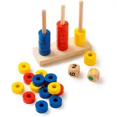 Toys for Life 'Ringen stapelen' - Leren tellen en bouwen - Leren Rekenen - Educatief speelgoed - Sensorisch speelgoed - Houten speelgoed - Spelend leren Rekenen - Speelgoed 3 tot 6 jaar